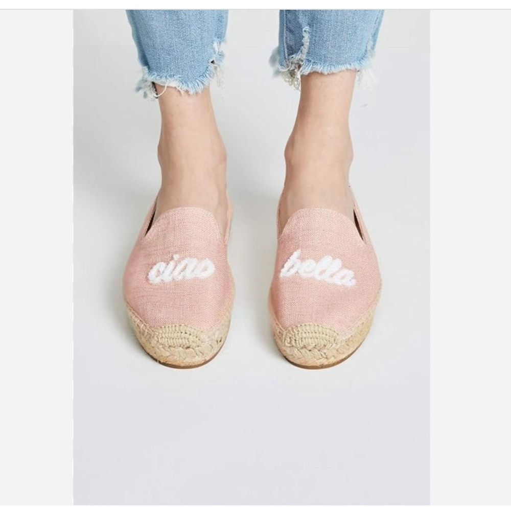 Soludos Ciao Bella Pink Espadrille Flats Womens 11 Slip On Shoes Preppy Chic
